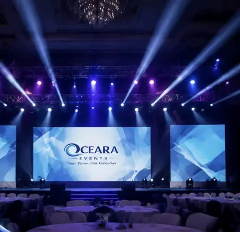 Main stage and LED wall at a corporate event