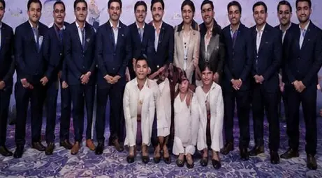 Team photograph at a corporate annual function
